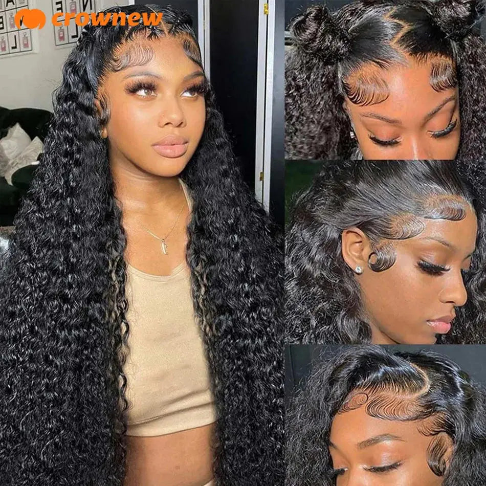 Curly Human Hair Wig 13X4 Lace Front Wig Human Hair Deep Wave Frontal Wig 200% Human Hair Wigs PrePlucked 100 Human Hair Wig