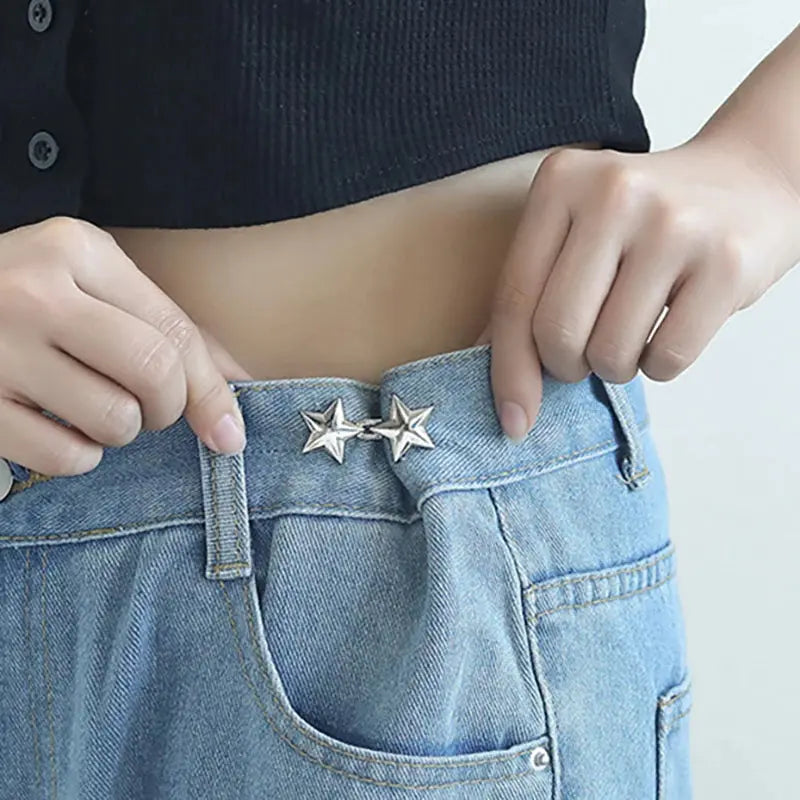 Tightener Adjustable Waist Buckle For Jeans No Sewing Required Star Button Adjuster For Pants And Skirts Waist Avivanastore
