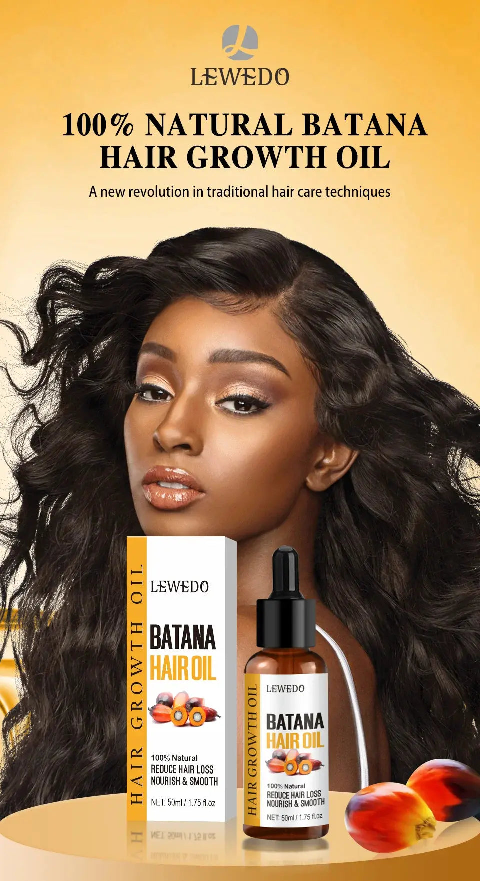 Lewedo Naturals Batana Oil Fast Hair Growth for Men Women Pure Batana Oil Nourish Shiny Hair Healthy Hair Care Anti Hair Loss Avivanastore