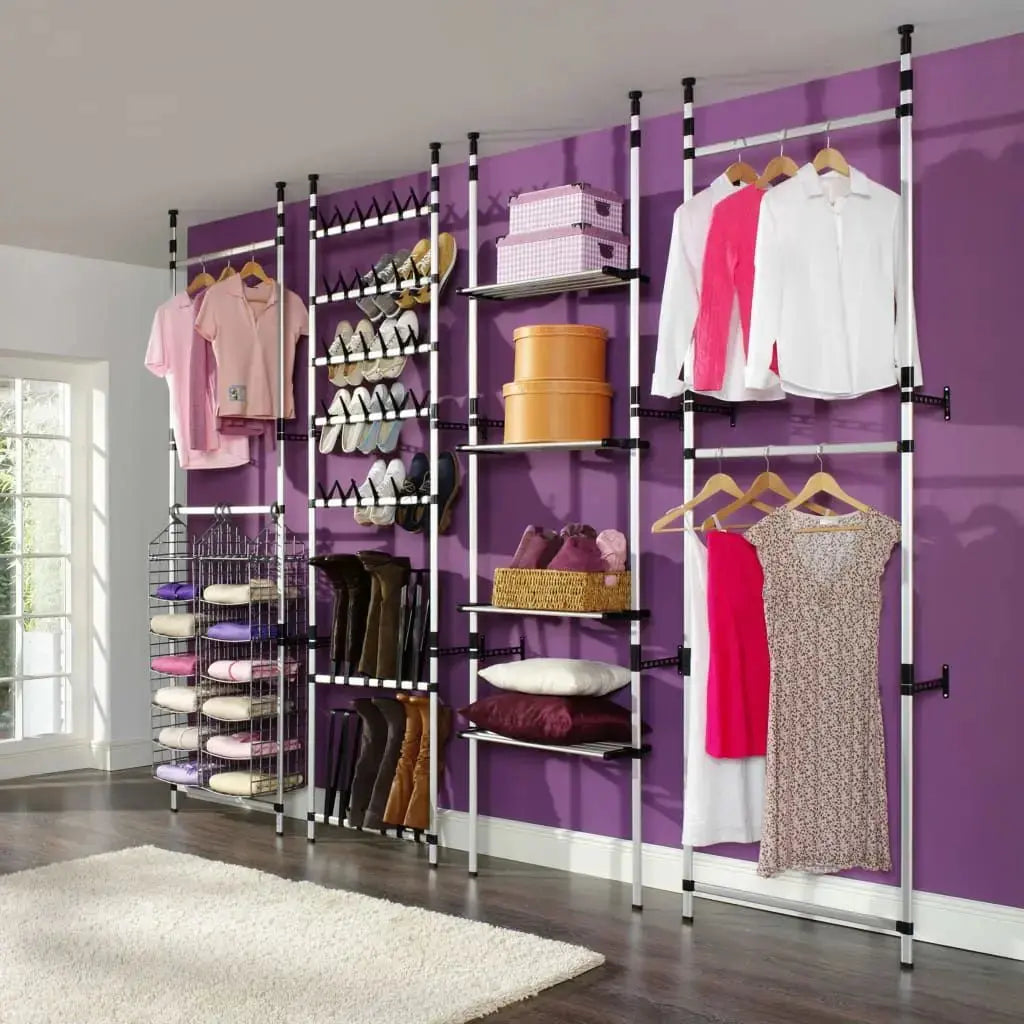 Aluminum Telescopic Wardrobe System with Rods and Shelf Premium Product for Organizing Your Clothes