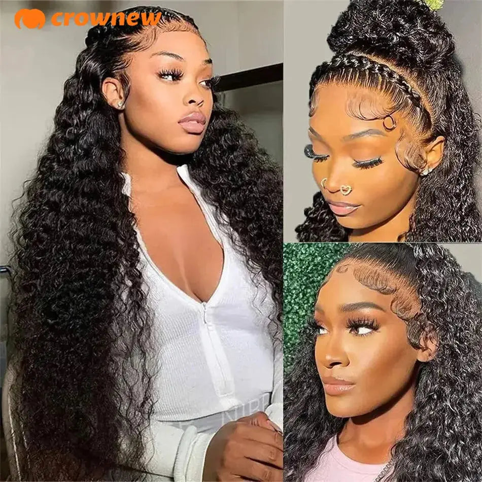 Curly Human Hair Wig 13X4 Lace Front Wig Human Hair Deep Wave Frontal Wig 200% Human Hair Wigs PrePlucked 100 Human Hair Wig