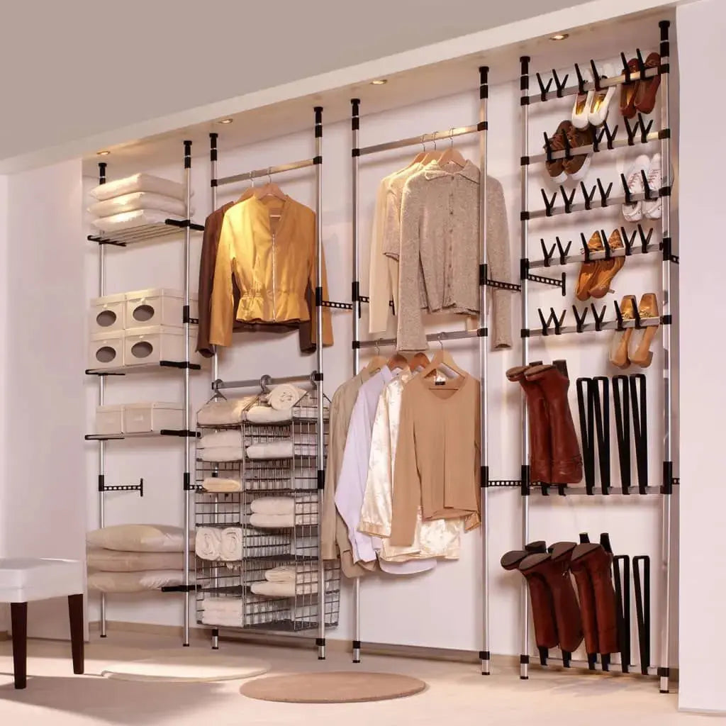 Aluminum Telescopic Wardrobe System with Rods and Shelf Premium Product for Organizing Your Clothes