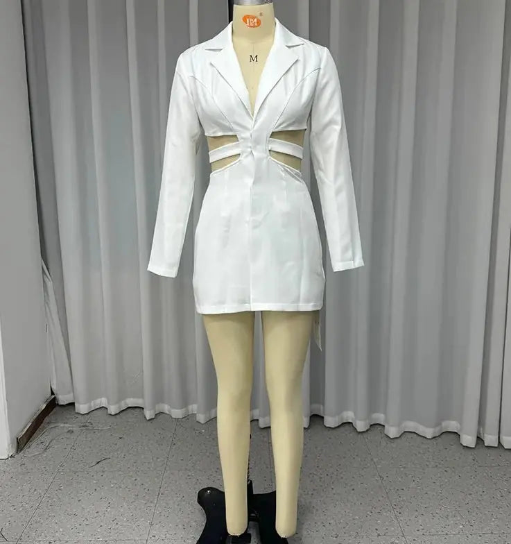 Dresses for Women 2023 Elegant Ruffle Hem Long Sleeve V-Neck Blazer Dress Button Blazer Work Formal Dresses Commuting