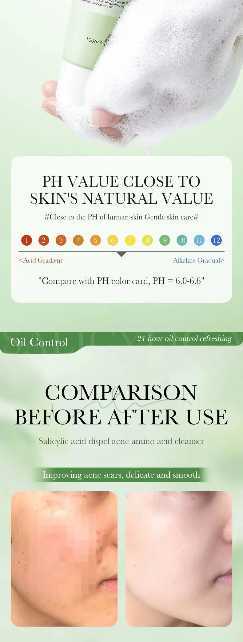 SADOER Salicylic Acid Facial Cleanser Face Wash Foam Face Cleanser Moisturizing Facial Cleansing Hydrating Skin Care Products Avivanastore