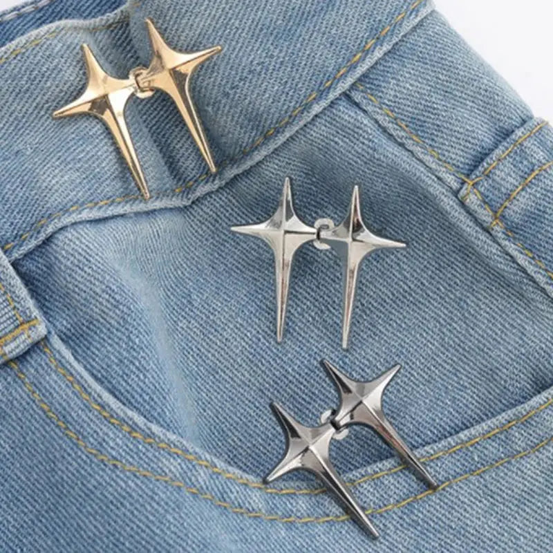 Trendy Cross Star Waist Buckle Adjustable Detachable Pants Clips Waist Tightener Nail-free Metal Button Snaps For Jeans Decor Avivanastore