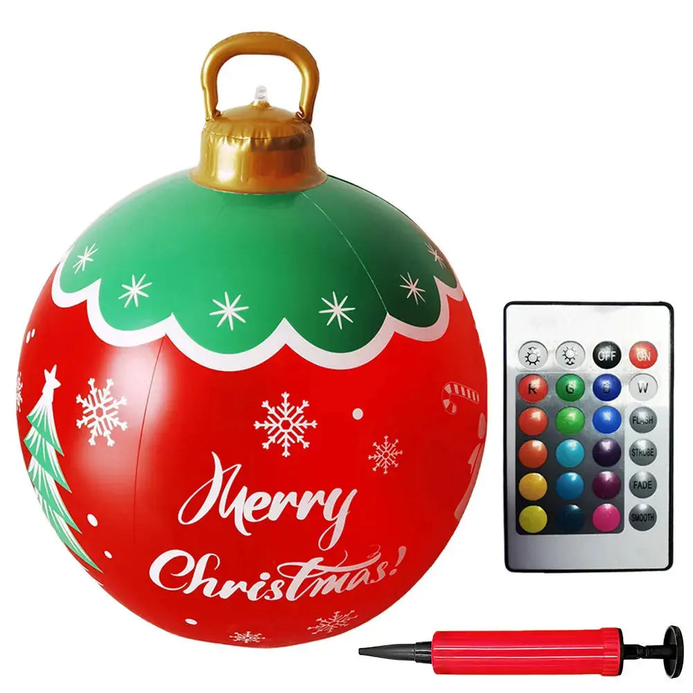 24 Inch Light Up PVC Inflatable Christmas Ball Outdoor Christmas Decorations with Light Christmas Decorations Ball Holiday Decor Avivanastore