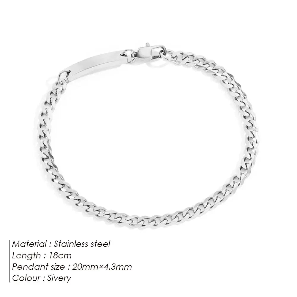 eManco Stainless Steel Cuban Chain Bracelet Gold-Plated Geometric Bangle  Fashion Jewelry Ladies Holiday Gift