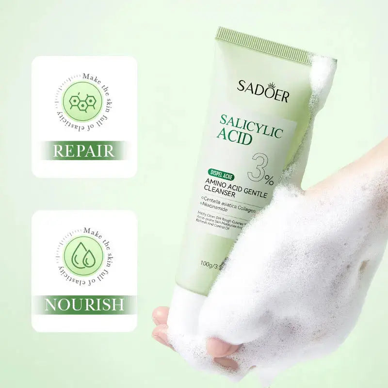 SADOER Salicylic Acid Facial Cleanser Face Wash Foam Face Cleanser Moisturizing Facial Cleansing Hydrating Skin Care Products Avivanastore
