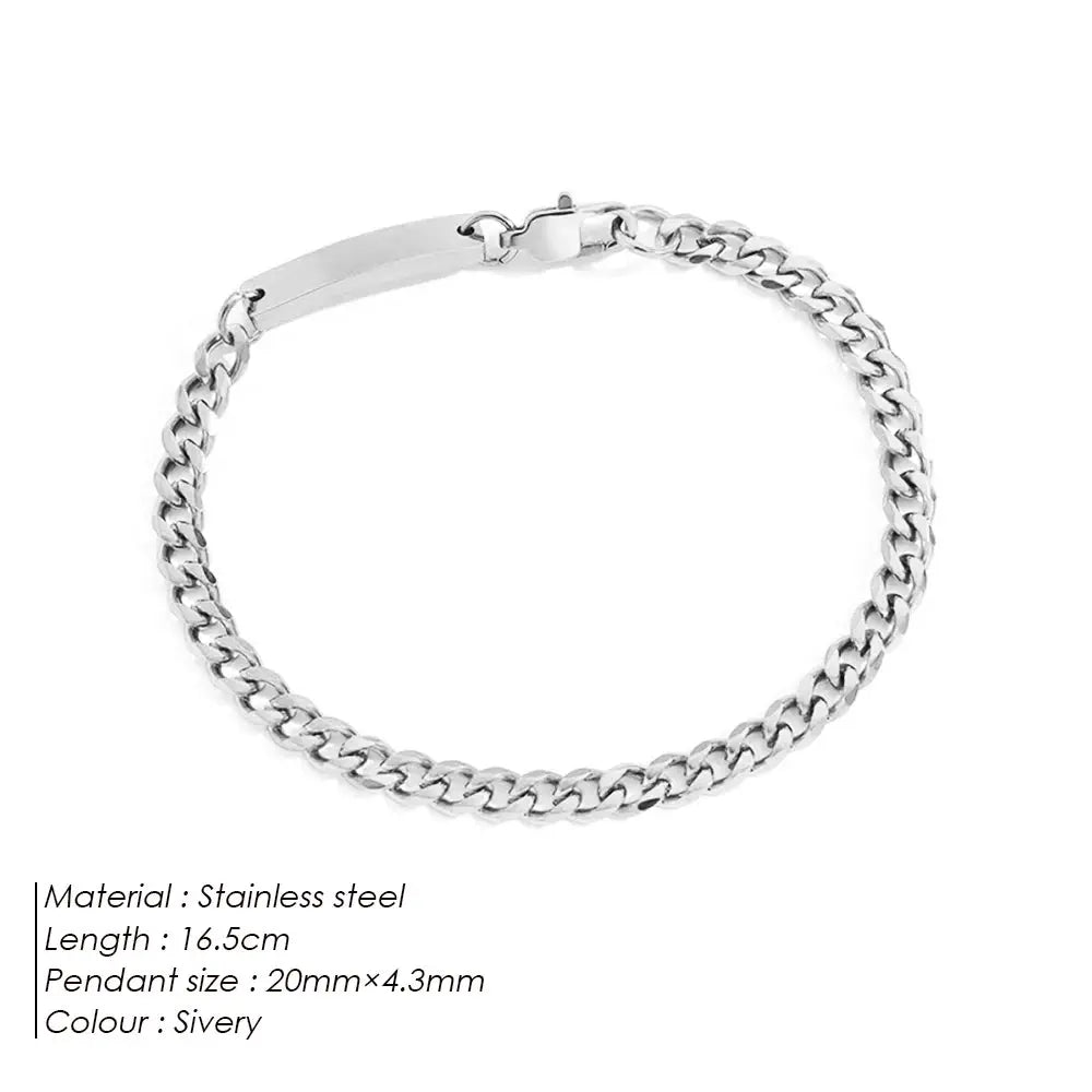 eManco Stainless Steel Cuban Chain Bracelet Gold-Plated Geometric Bangle  Fashion Jewelry Ladies Holiday Gift