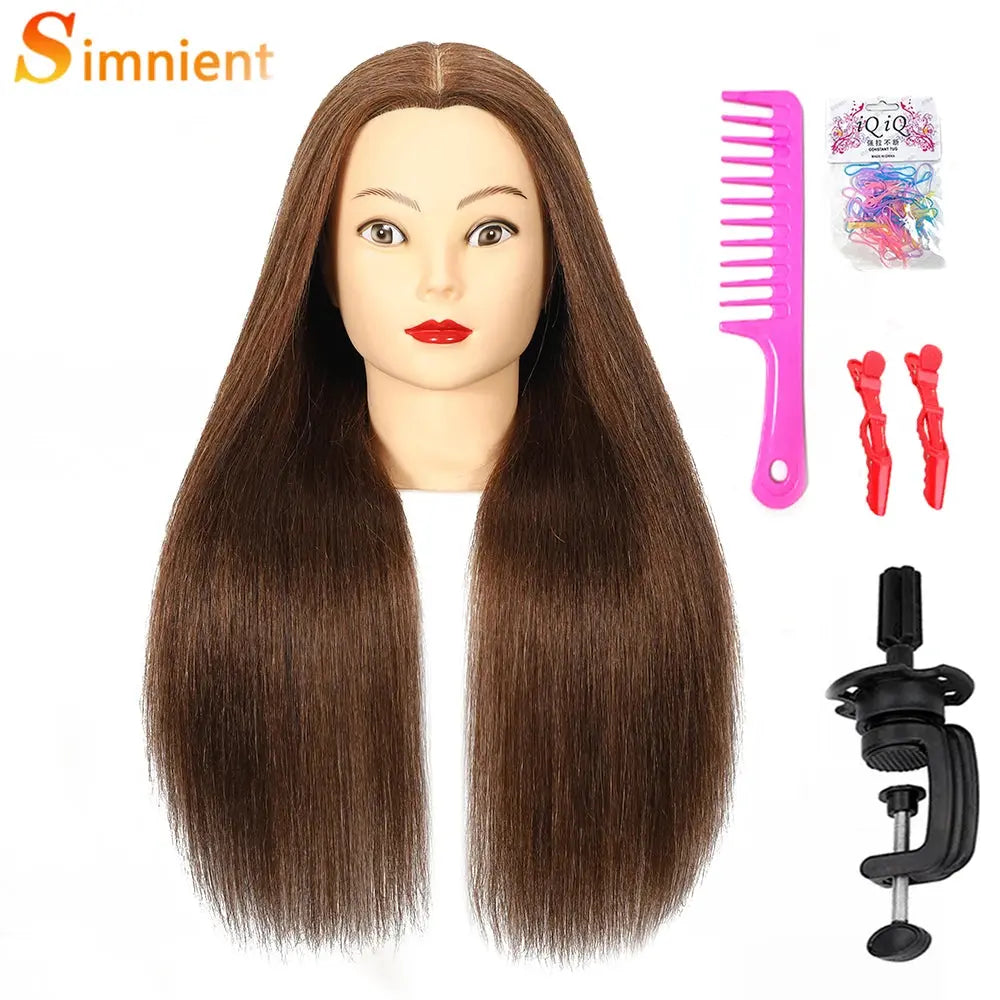 Long 100% Real Human Hair Mannequin Head For Hairdresser Dummy Doll Head For Practice Hairstyles Can Be Dye Bleach Perm Etc