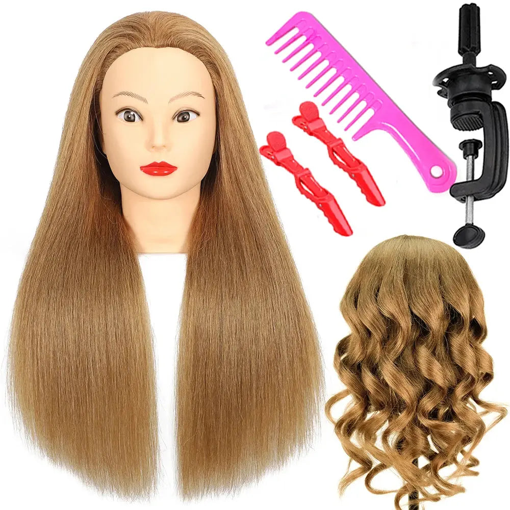 Long 100% Real Human Hair Mannequin Head For Hairdresser Dummy Doll Head For Practice Hairstyles Can Be Dye Bleach Perm Etc