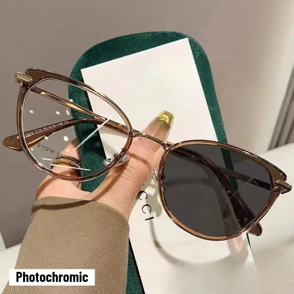 2025 Fashion Cat Eye Photochromic Myopia Glasses for Women Outdoor Color Changing UV Protection Sunglasses Near Sight Eyeglasses Avivanastore