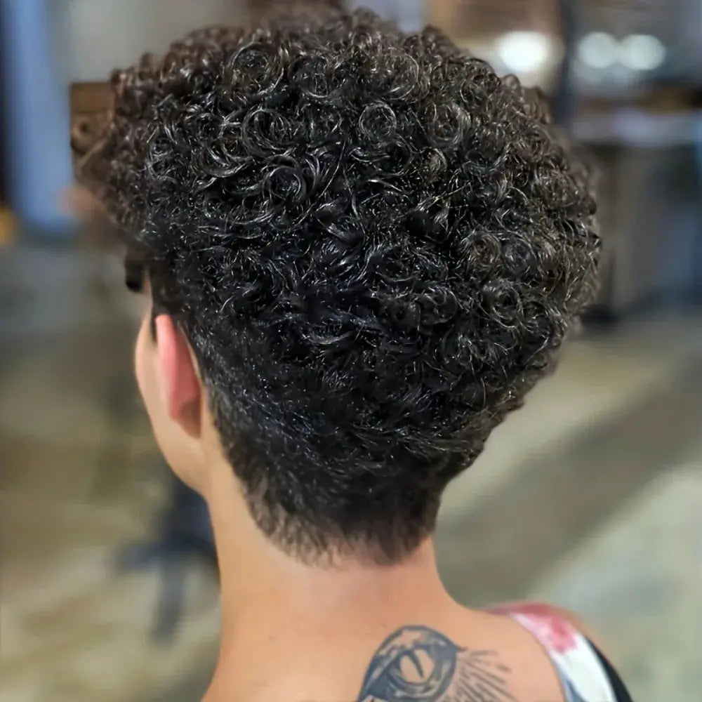 Human Hair Wig for Women Suitable for Afro Curly/Kinky Pixie Cut -Rose Net Cap, Durable & Easy Maintenance, Full Machine-Made