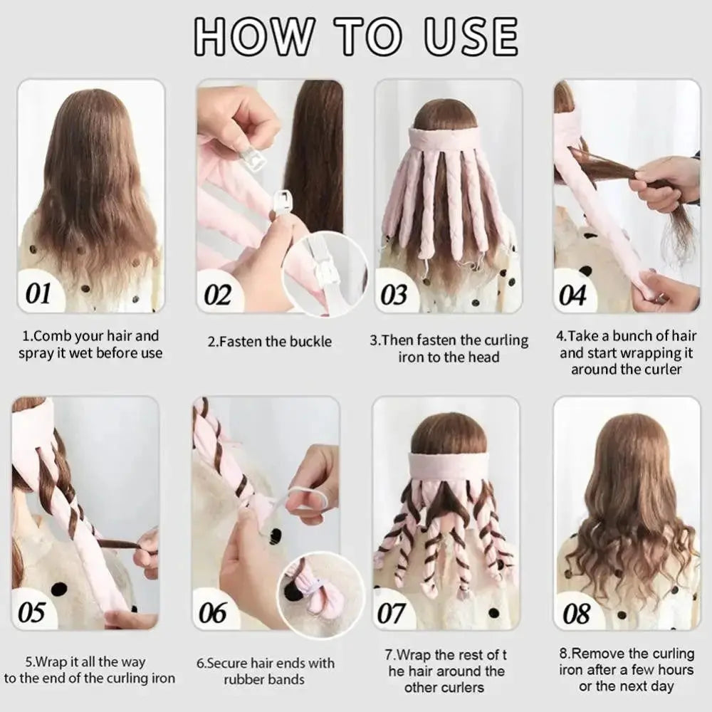 Lazy Hair Curler Hair Rollers Heatless Curling Rod Headband Curls Silk Ribbon Sleeping Soft Wave Formers No Heat Curls Ribbon Avivanastore