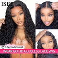 Wear Go Wig ISEE Hair Mongolian Water Wave 7x5 Glueless Preplucked Human Wigs Ready To Go Pre Cut Lace Easy Install HD Lace Wigs