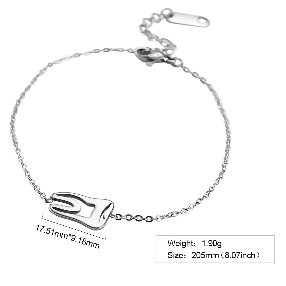 Amaxer Stainless Steel Bracelet For Women Girl Dentist Teeth Pulseira Feminina Lover's Birthday New Year Jewelry Gift