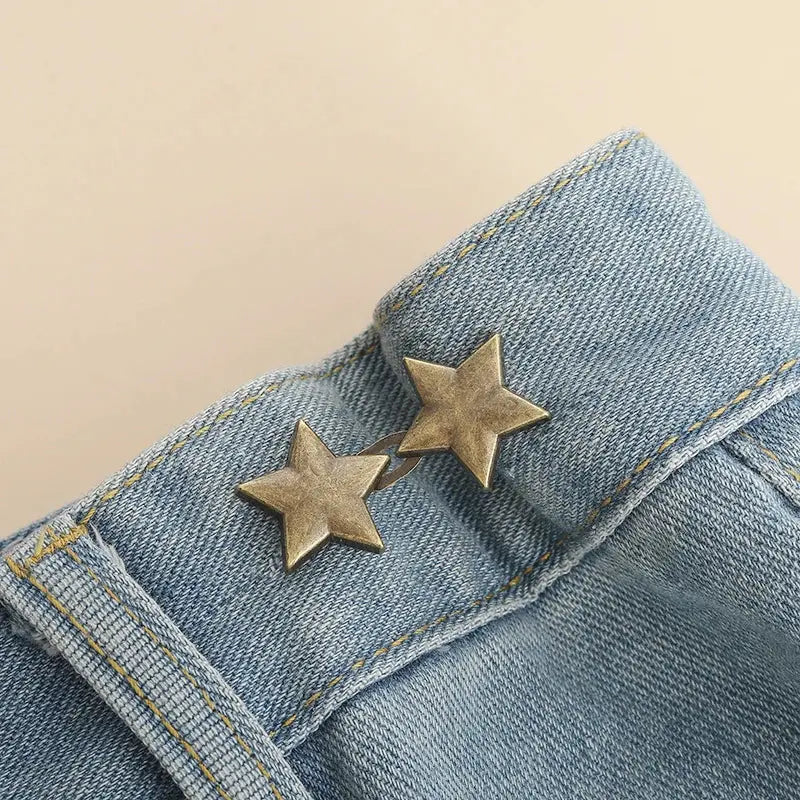 Tightener Adjustable Waist Buckle For Jeans No Sewing Required Star Button Adjuster For Pants And Skirts Waist Avivanastore