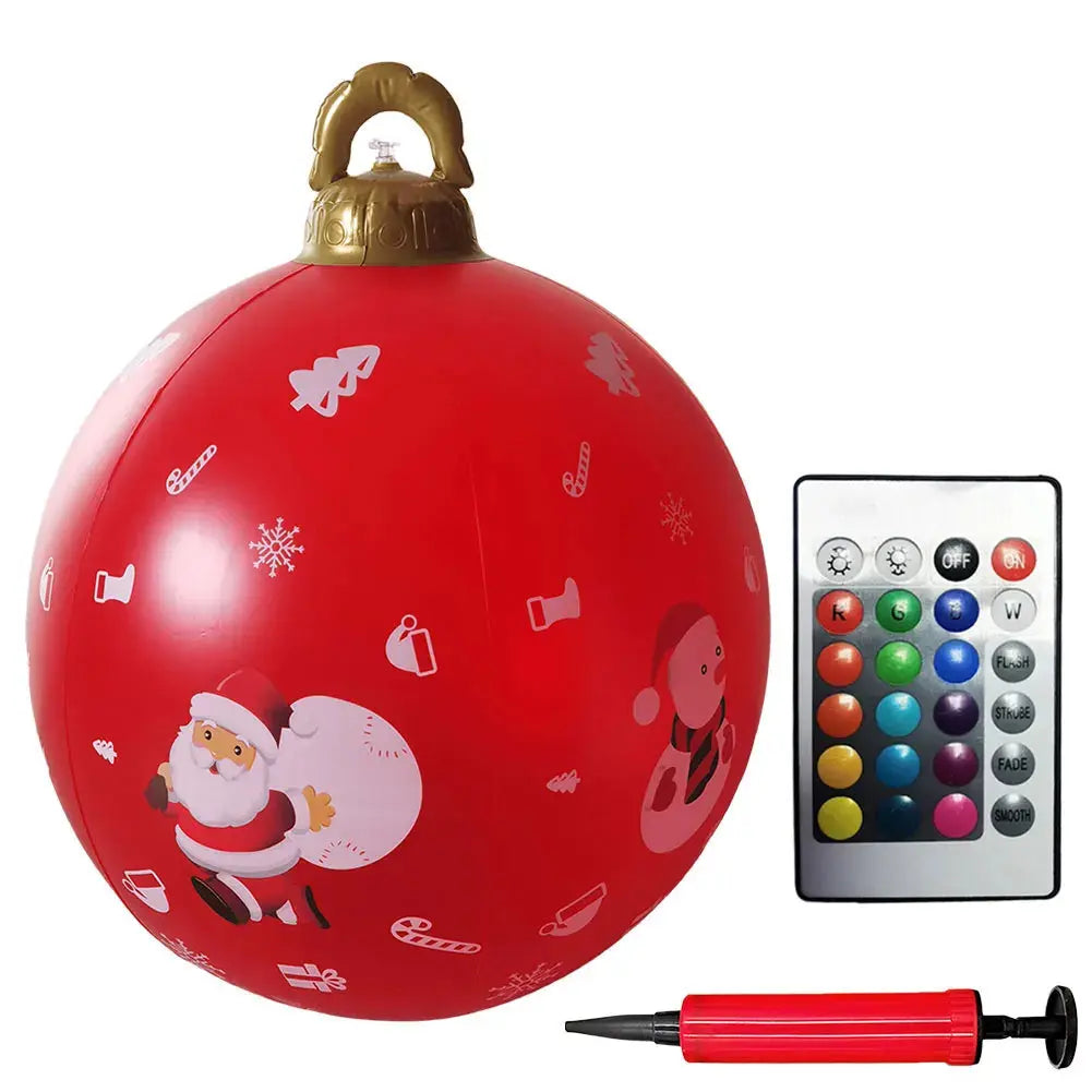 24 Inch Light Up PVC Inflatable Christmas Ball Outdoor Christmas Decorations with Light Christmas Decorations Ball Holiday Decor Avivanastore