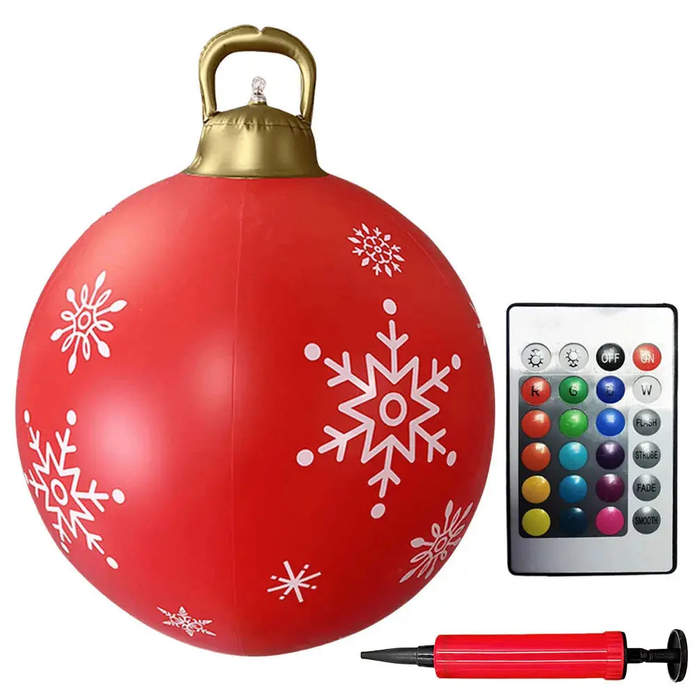 24 Inch Light Up PVC Inflatable Christmas Ball Outdoor Christmas Decorations with Light Christmas Decorations Ball Holiday Decor Avivanastore