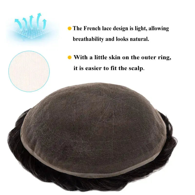 Human Hair Toupee for Men Blonde Hair System 8x10" Full Lace Hair Units Light Brown Real Human Hair Replacement System