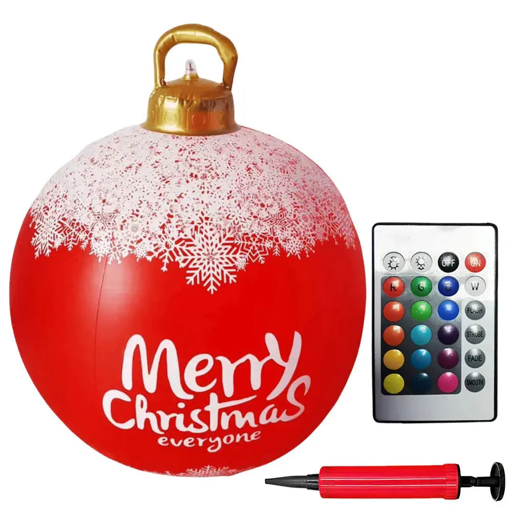 24 Inch Light Up PVC Inflatable Christmas Ball Outdoor Christmas Decorations with Light Christmas Decorations Ball Holiday Decor Avivanastore