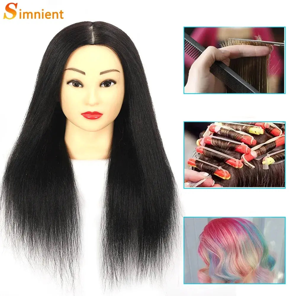Long 100% Real Human Hair Mannequin Head For Hairdresser Dummy Doll Head For Practice Hairstyles Can Be Dye Bleach Perm Etc