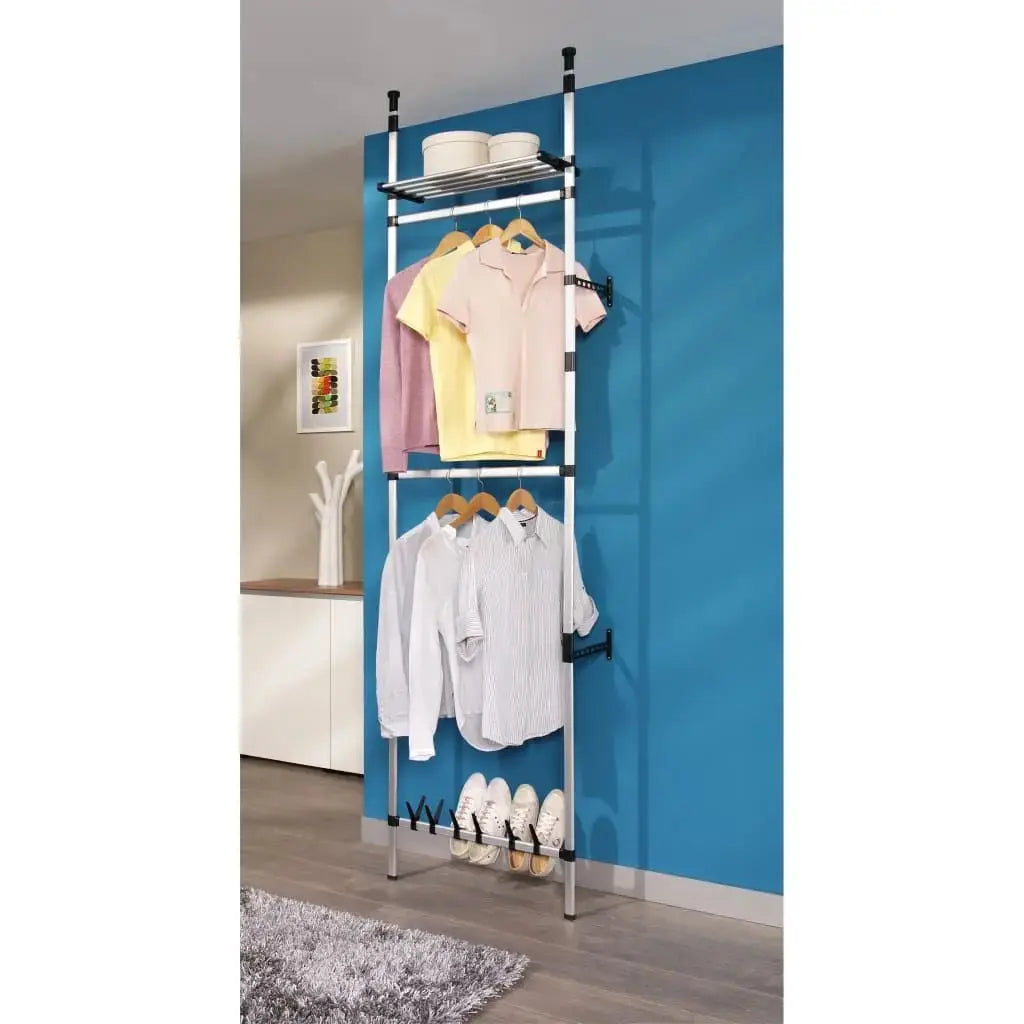 Aluminum Telescopic Wardrobe System with Rods and Shelf Premium Product for Organizing Your Clothes