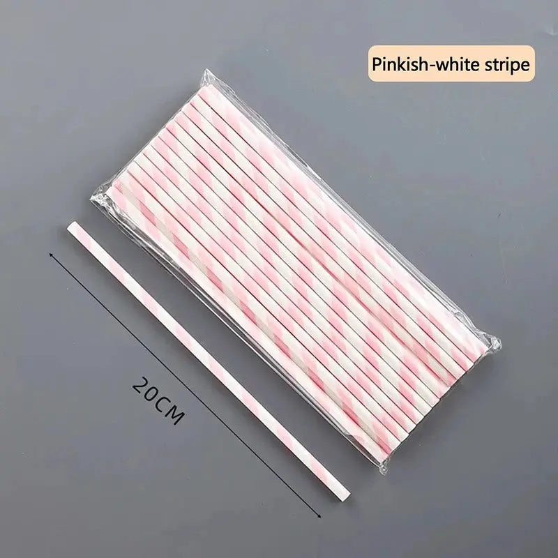 25PCS Party Straws For Juice Cocktails Smoothies Birthday Wedding Christmas Decorations Biodegradable Pink Paper Straws Avivanastore
