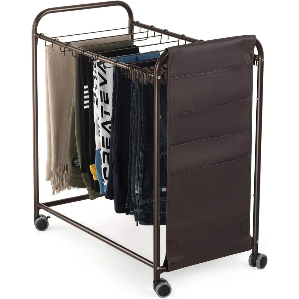 Adjustable Rolling Pants Rack with 20 Hangers-Multi-Use Closet Organizer for Jeans/Skirts, Rust-Resistant Bronze Storage System Avivanastore