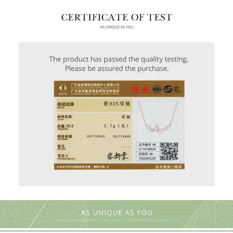 Bamoer 925 Sterling Silver K Gold Rose Earring Butterfly Necklace Jewelry Set Flowers for Women Ladies Luxury Elegant Wedding