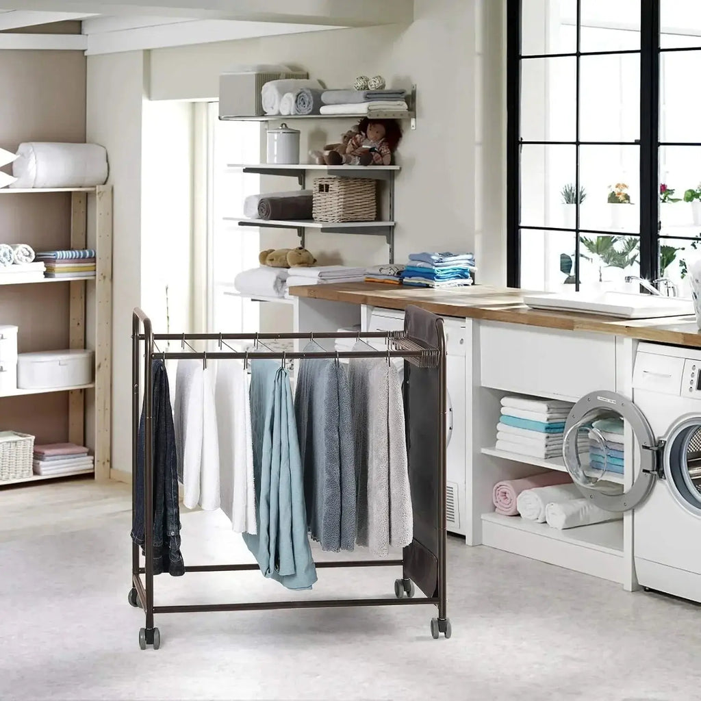 Adjustable Rolling Pants Rack with 20 Hangers-Multi-Use Closet Organizer for Jeans/Skirts, Rust-Resistant Bronze Storage System Avivanastore