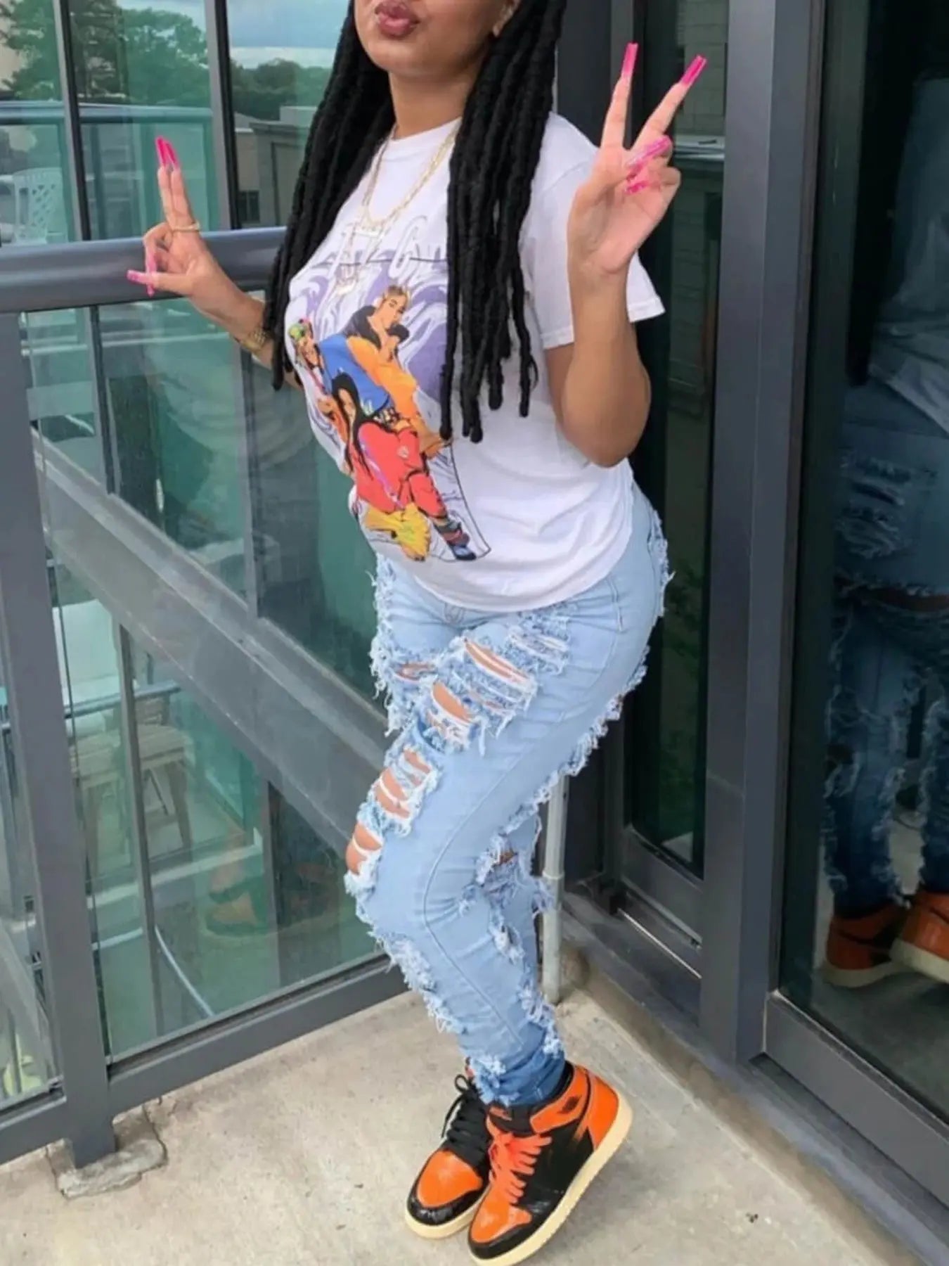 Women's High-Waisted Elastic Ripped Washed Slim Fit Jeans, Street Style, Slanted Pockets, High-Quality Fabric, Suitable for Everyday Wear Avivanastore