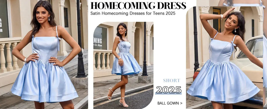 Satin Homecoming Dresses for Teens Spaghetti Straps Square Neck A-line Short Prom Dresses with Pockets Graduation Dress