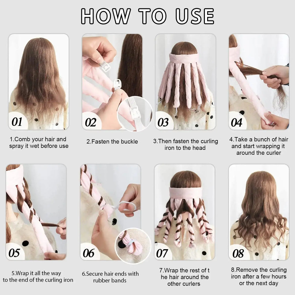 Lazy Hair Curler Hair Rollers Heatless Curling Rod Headband Curls Silk Ribbon Sleeping Soft Wave Formers No Heat Curls Ribbon Avivanastore