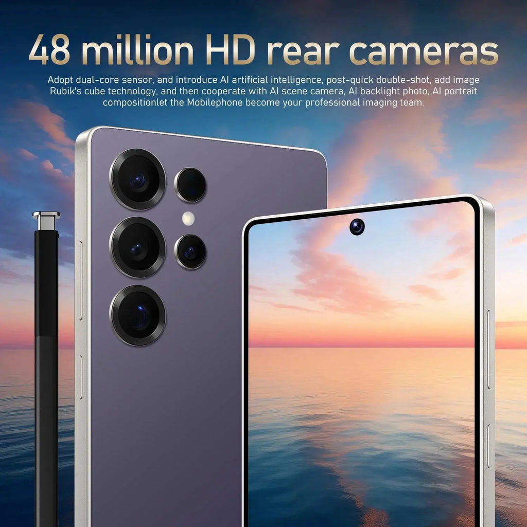 Global Vision S24 Ultra Smartphone 5G Android 5800mAH 8GB RAM 512G ROM 6.8Inch 1920x1080HD 24+48MP MTK10 4G Network Mobile Phone Avivanastore