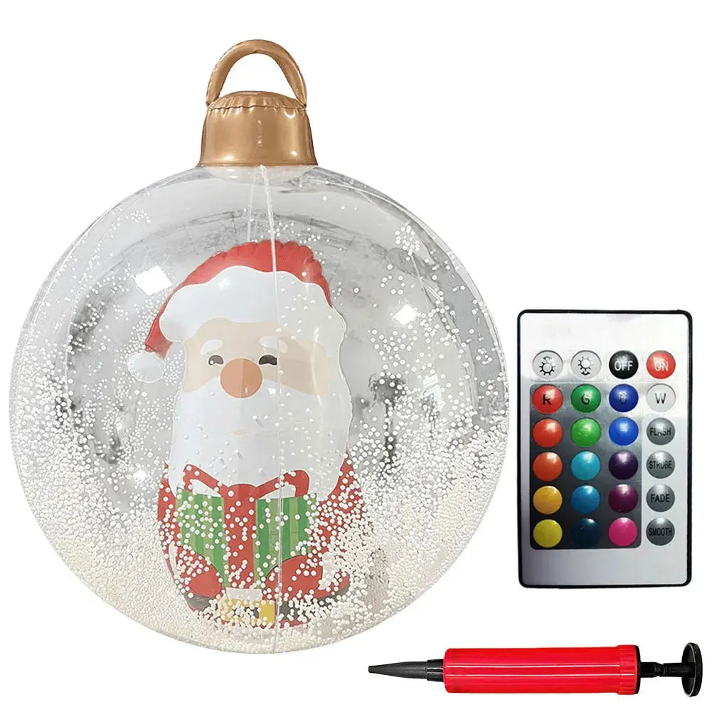 24 Inch Light Up PVC Inflatable Christmas Ball Outdoor Christmas Decorations with Light Christmas Decorations Ball Holiday Decor Avivanastore