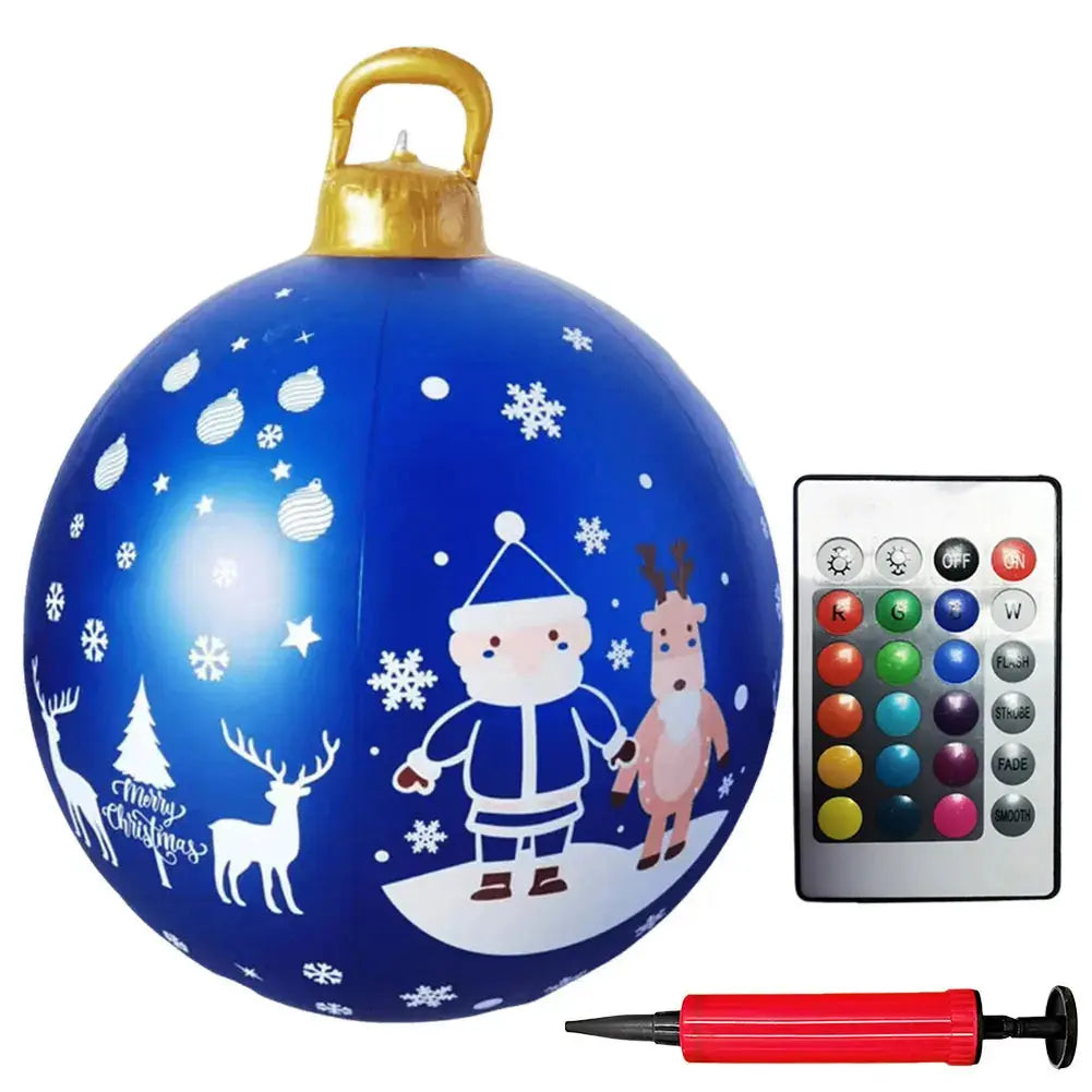 24 Inch Light Up PVC Inflatable Christmas Ball Outdoor Christmas Decorations with Light Christmas Decorations Ball Holiday Decor Avivanastore