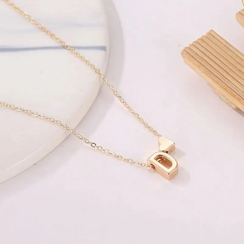LATS Fashion Tiny Heart Dainty Necklace Gold Silver Color 26 Letter Name Choker For Women Pendant Bracelets Jewelry Gift Avivanastore