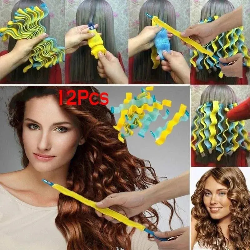 12PC Hair Curlers DIY Hair Salon Curlers Rollers Tool Soft Large Hairdressing Tools Avivanastore