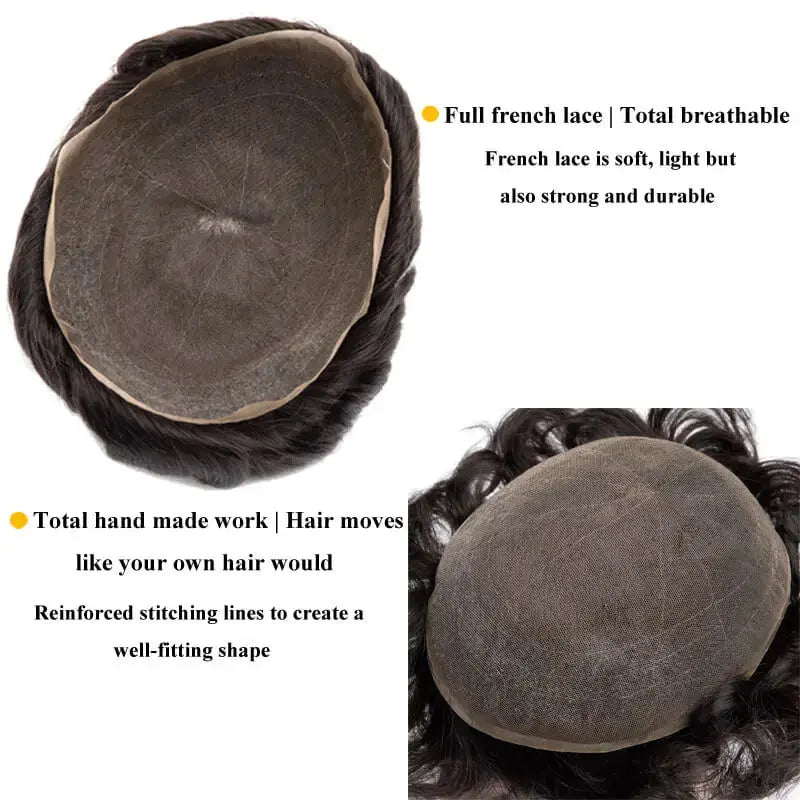 Human Hair Toupee for Men Blonde Hair System 8x10" Full Lace Hair Units Light Brown Real Human Hair Replacement System