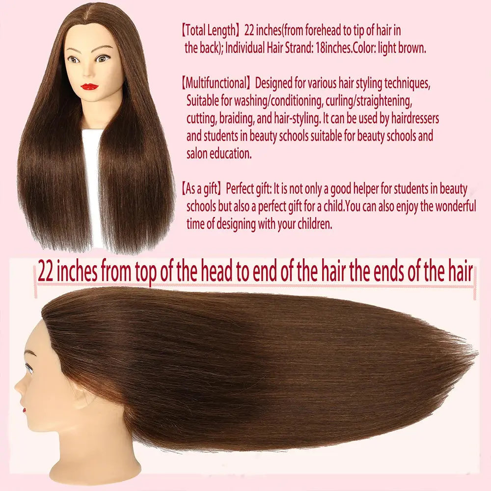 Long 100% Real Human Hair Mannequin Head For Hairdresser Dummy Doll Head For Practice Hairstyles Can Be Dye Bleach Perm Etc