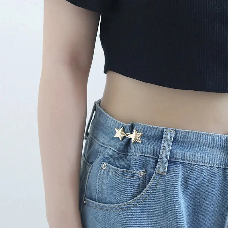 Tightener Adjustable Waist Buckle For Jeans No Sewing Required Star Button Adjuster For Pants And Skirts Waist Avivanastore