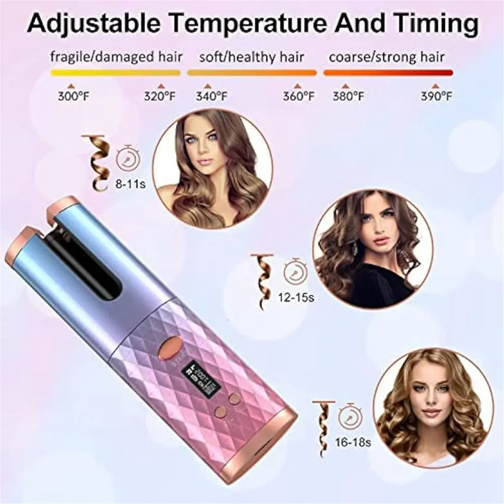 Hair curlerAutomatic Curling Iron, Cordless Auto Hair Curler,Portable Rotating Curling Wave Wand Styling Tool, Auto Shut Off Avivanastore