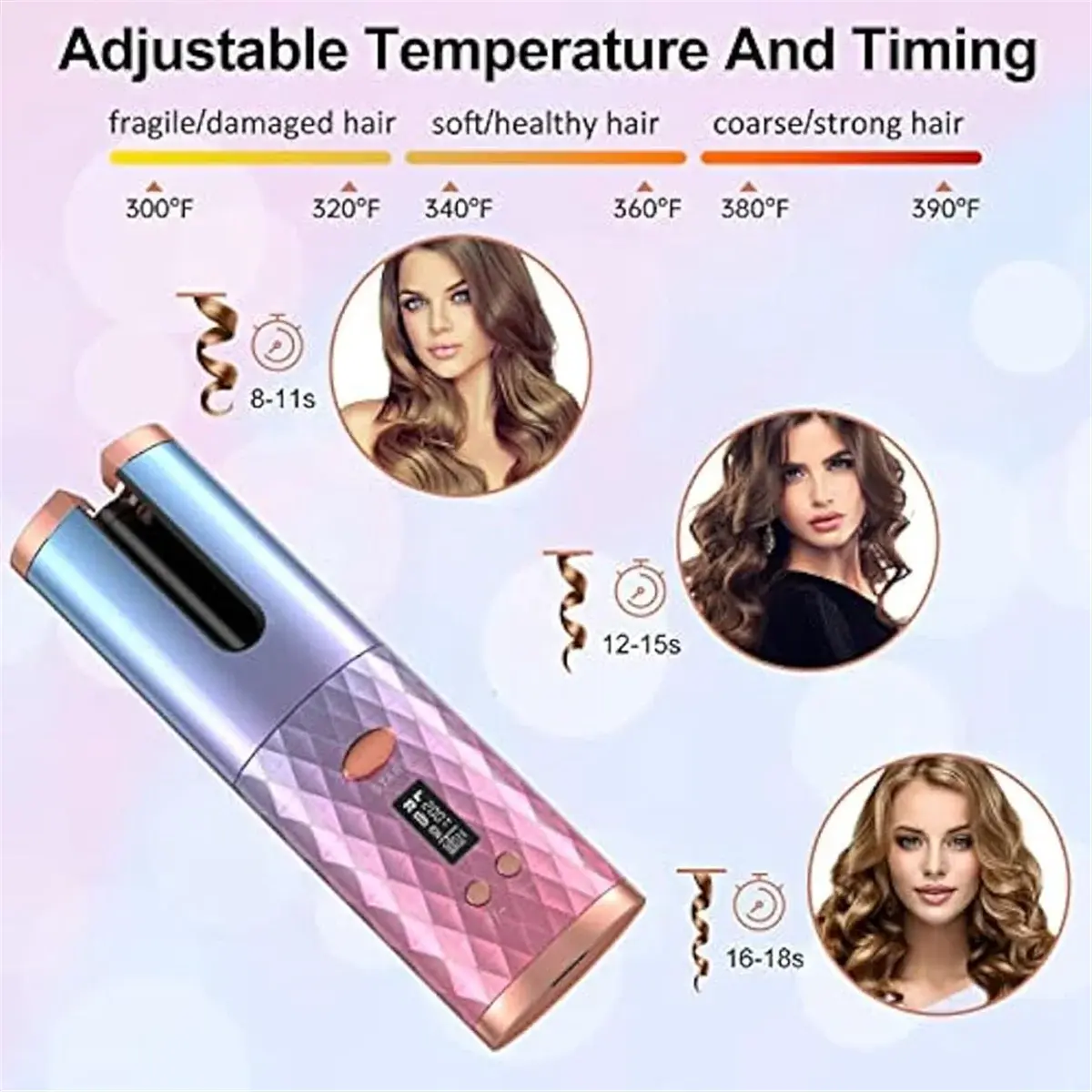 Hair curlerAutomatic Curling Iron, Cordless Auto Hair Curler,Portable Rotating Curling Wave Wand Styling Tool, Auto Shut Off Avivanastore