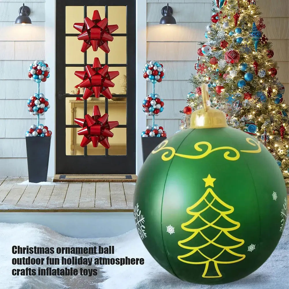 24 Inch Light Up PVC Inflatable Christmas Ball Outdoor Christmas Decorations with Light Christmas Decorations Ball Holiday Decor Avivanastore