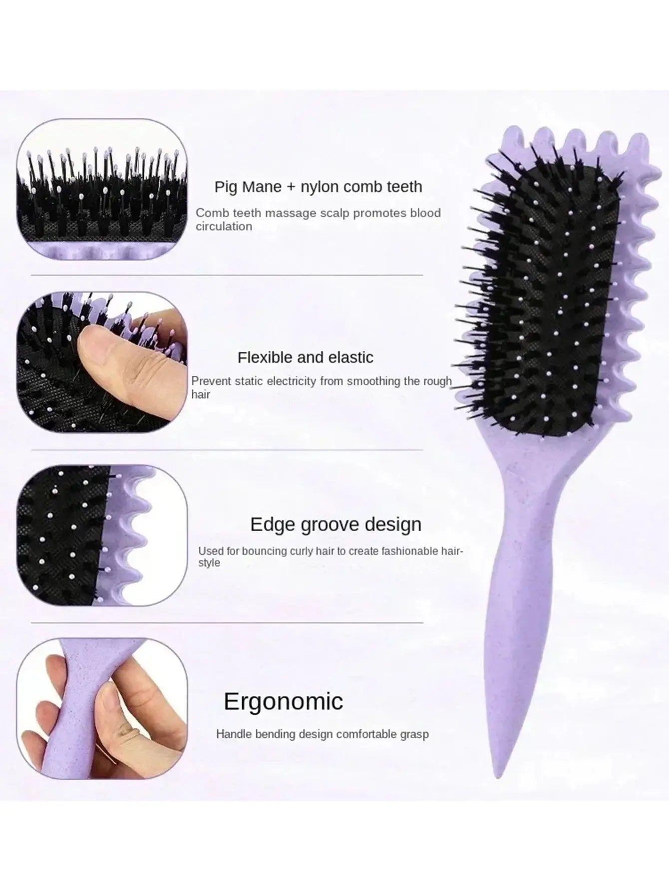 1PCS Curly Hair Definition Styling Brush Wrinkle Removal Hair Brush Entangled Wet Curly Hair Comb Styling Curly Hair Tool Avivanastore