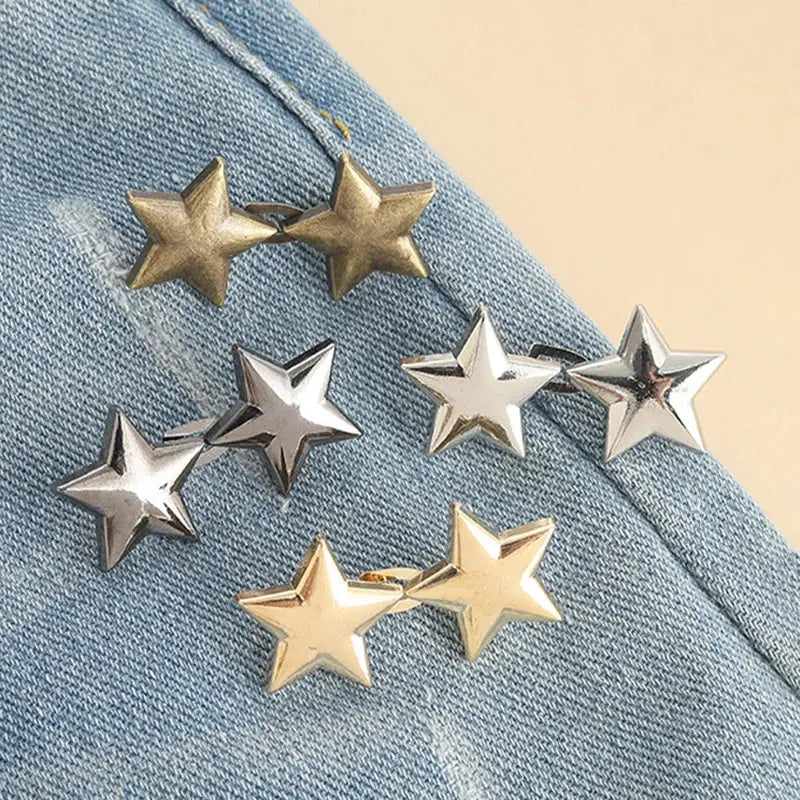 Tightener Adjustable Waist Buckle For Jeans No Sewing Required Star Button Adjuster For Pants And Skirts Waist Avivanastore