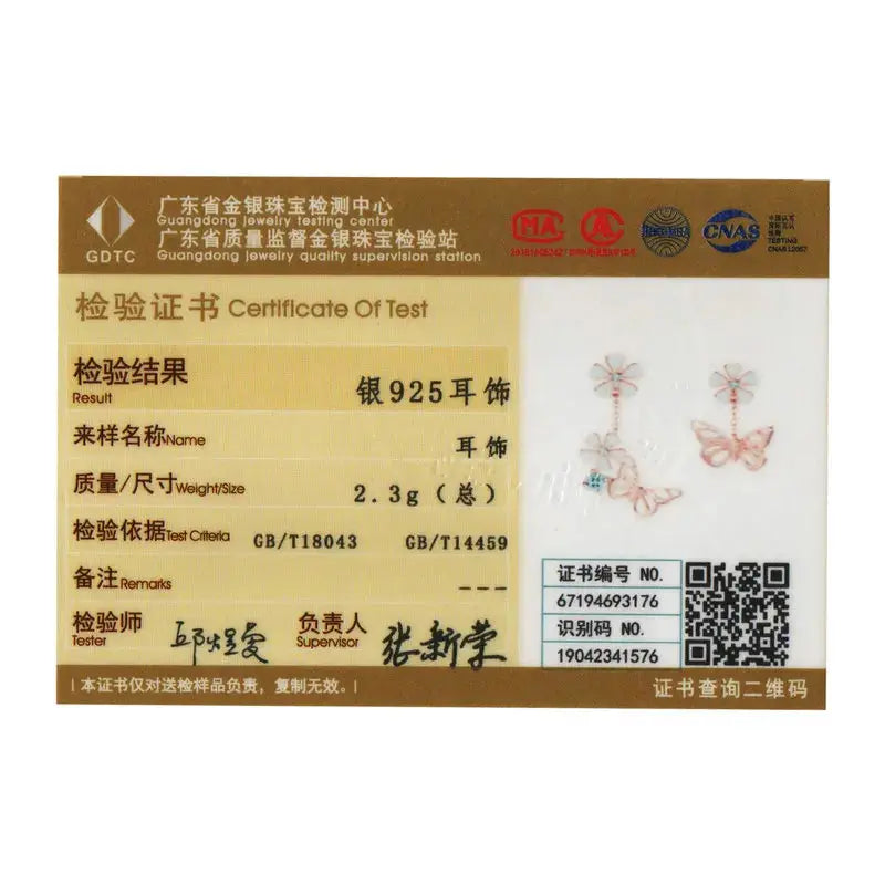 Bamoer 925 Sterling Silver K Gold Rose Earring Butterfly Necklace Jewelry Set Flowers for Women Ladies Luxury Elegant Wedding