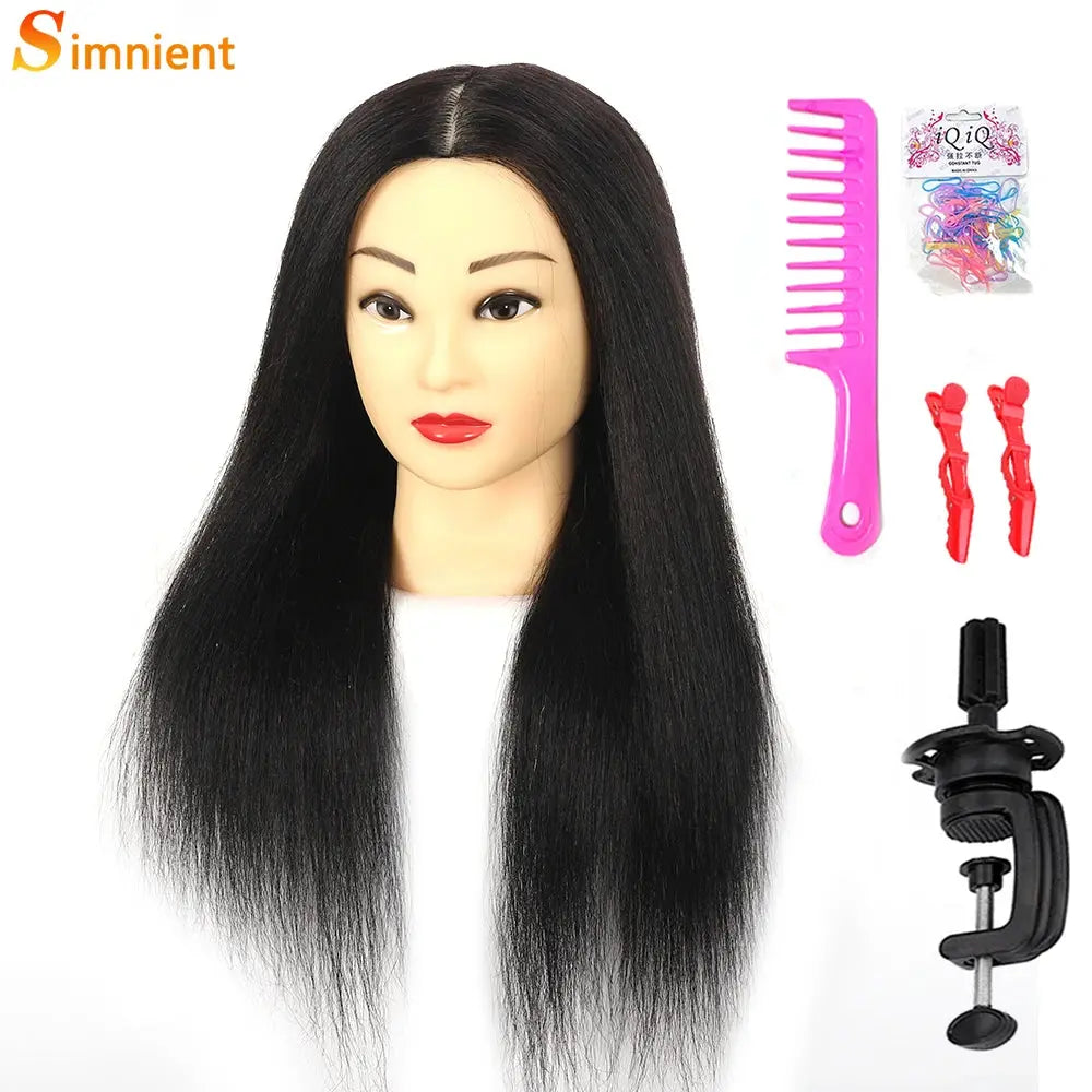 Long 100% Real Human Hair Mannequin Head For Hairdresser Dummy Doll Head For Practice Hairstyles Can Be Dye Bleach Perm Etc