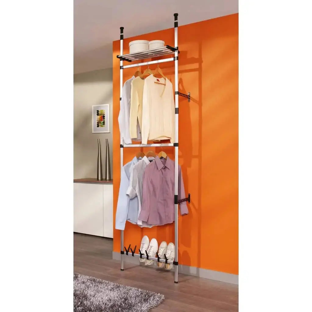 Aluminum Telescopic Wardrobe System with Rods and Shelf Premium Product for Organizing Your Clothes